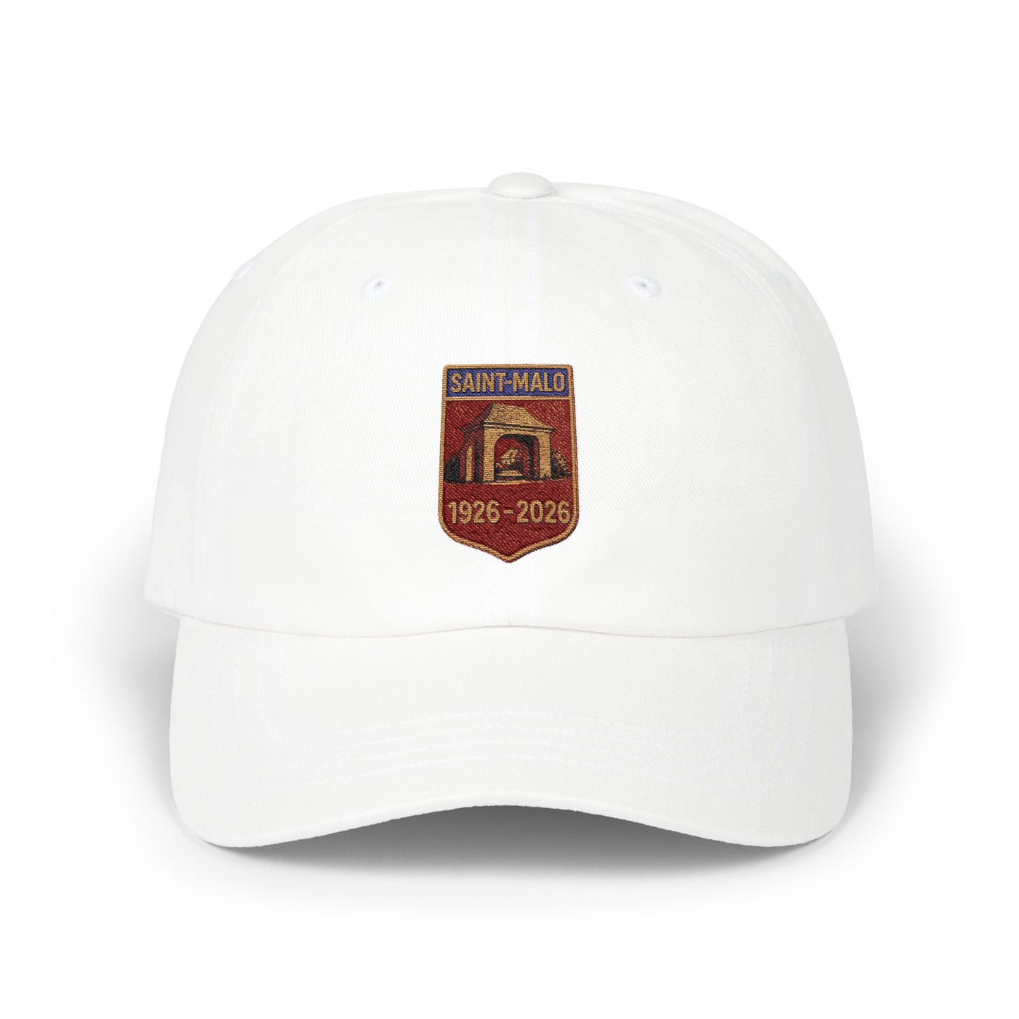 Embroidered Saint Malo Crest Dad Cap — Heritage Travel Baseball Hat (1926–2026)