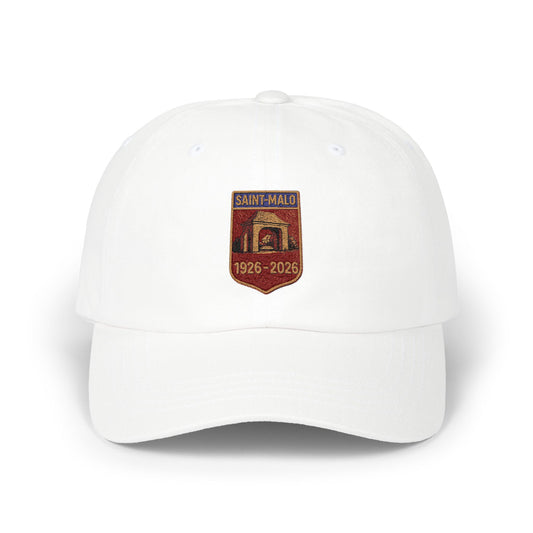 Embroidered Saint Malo Crest Dad Cap — Heritage Travel Baseball Hat (1926–2026)